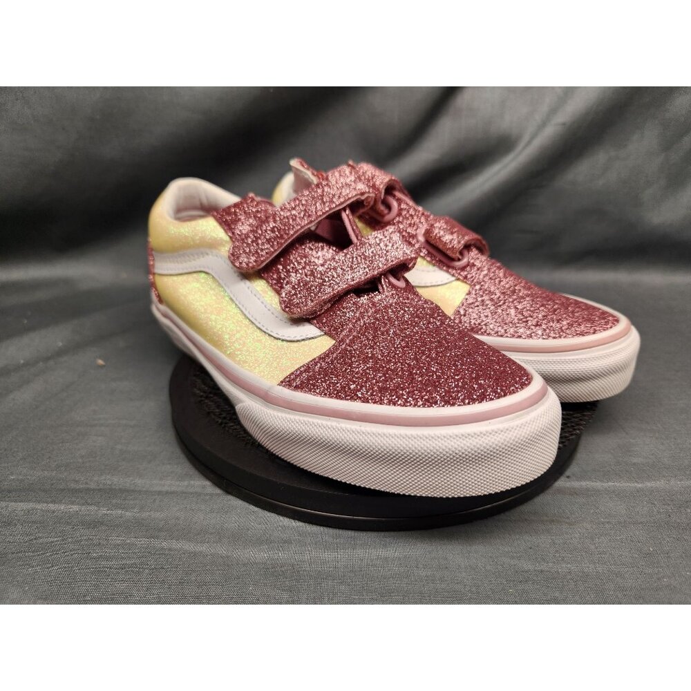 Vans Girls Old Skool V Sneakers Glitter Two-Tone Hook And Loop Size 3 NEW IN BOX - Picture 10 of 11